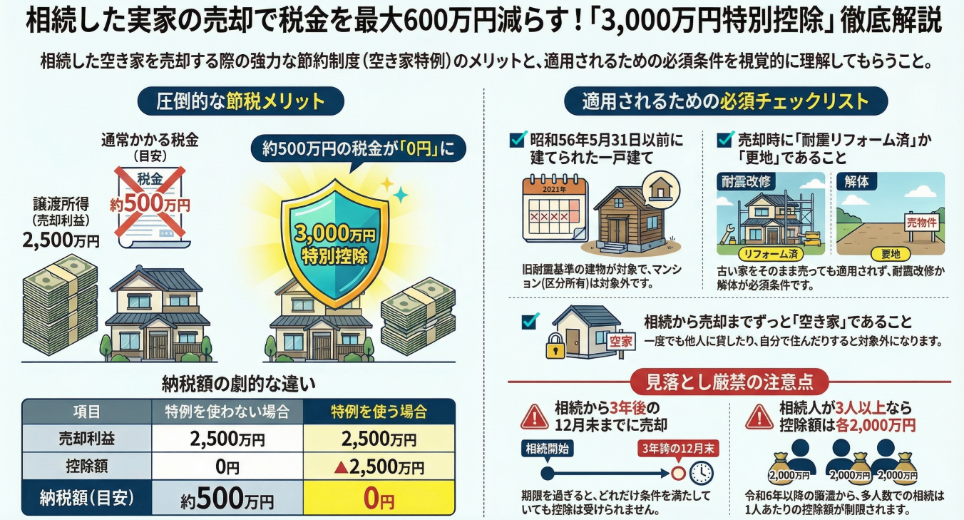 【保存版】相続空き家の3,000万円特別控除