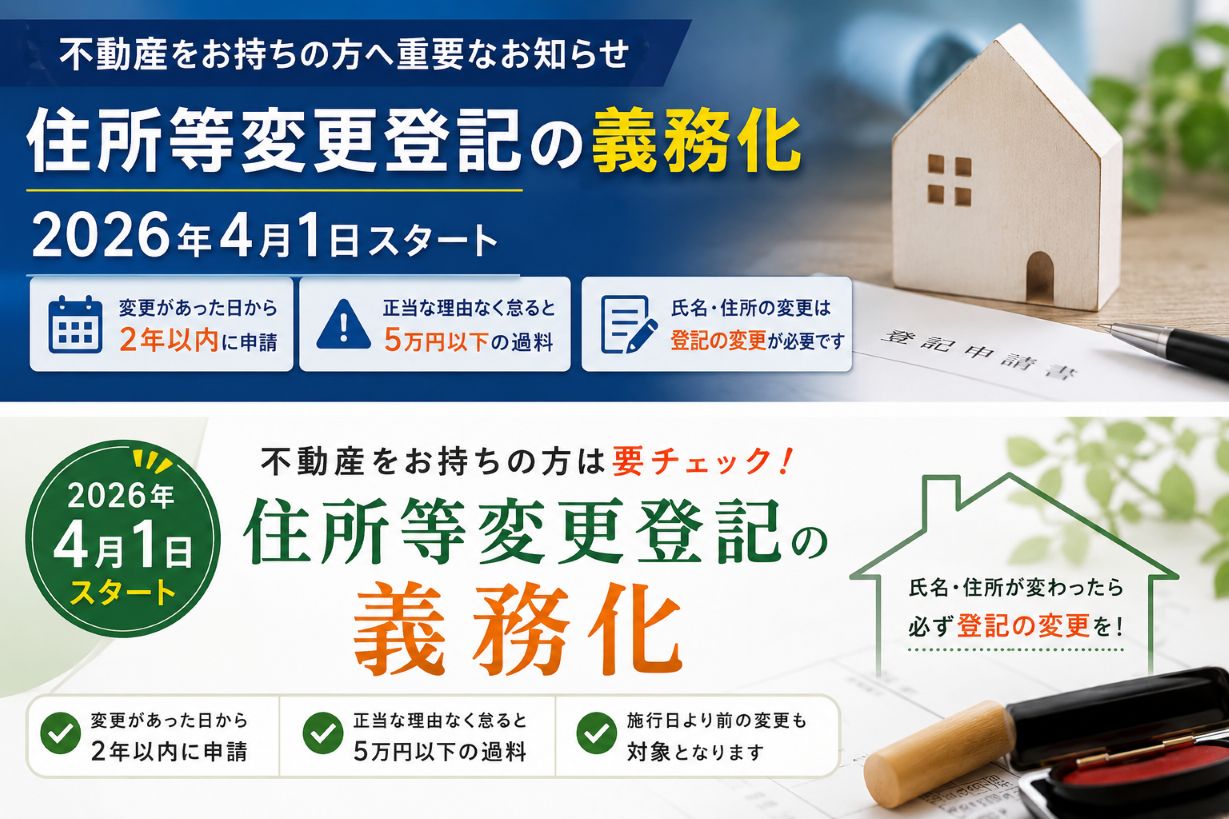 不動産住所等変更登記の義務化――2026年4月1日スタート…